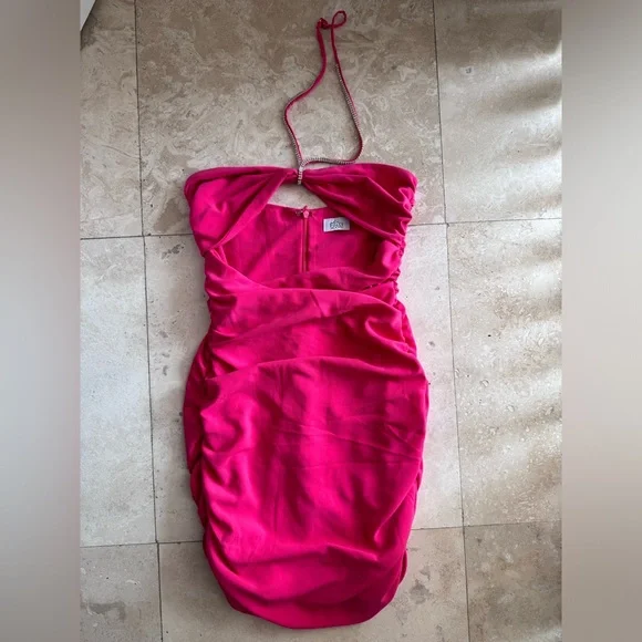 open lace back dress PS22784C Hot Pink